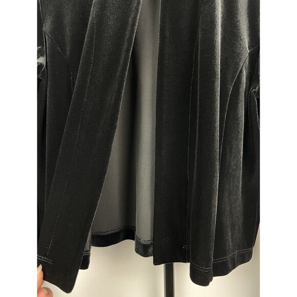 Chico’s Women's Black Velvet Rhinestone Button Cocktail Party Vintage Sweater M - Picture 7 of 8